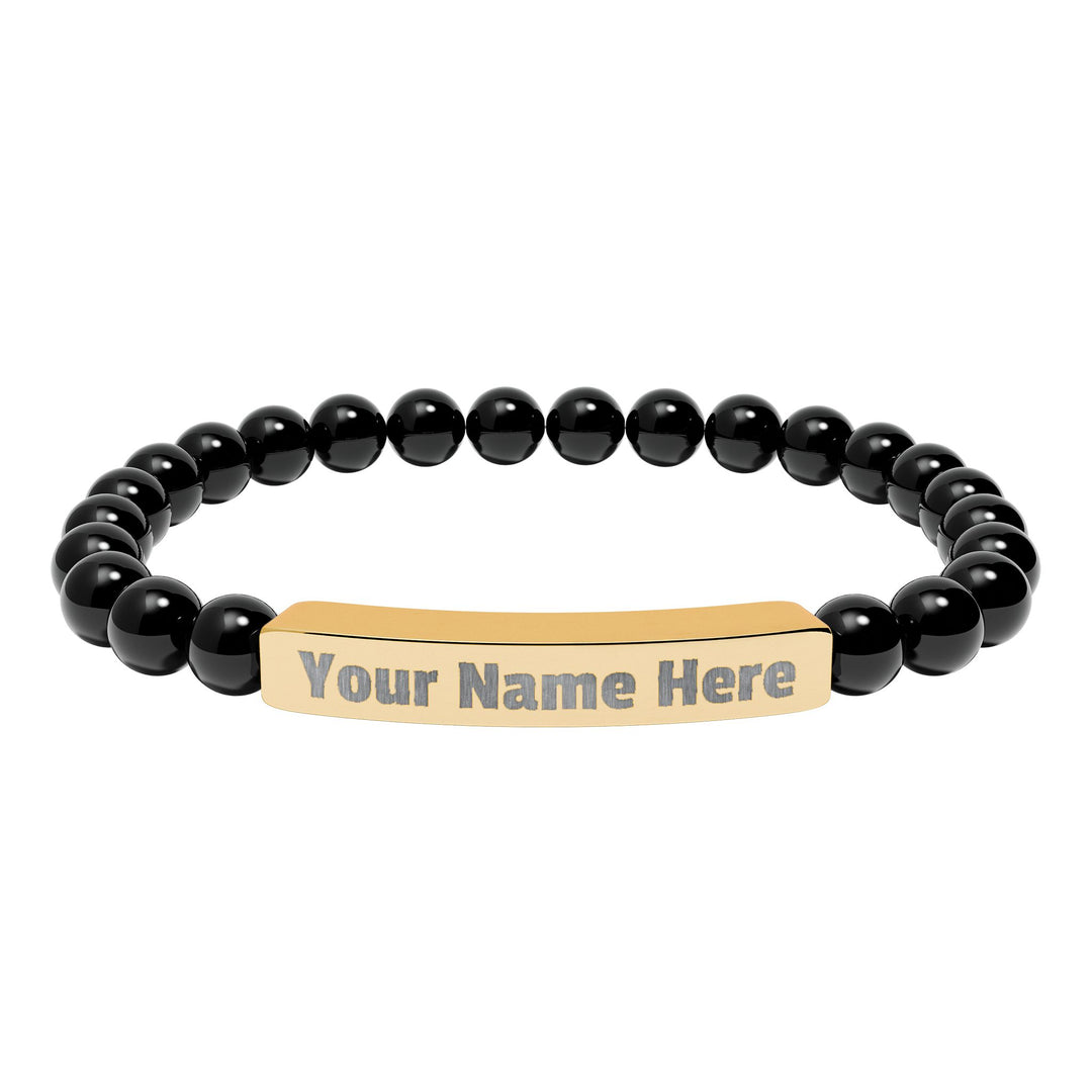 Engraved Natural Stone Stretch Bar Bracelet - Swag Stash