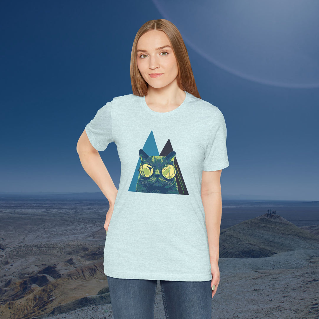 Cool Cat with Glasses Unisex Jersey Short Sleeve Tee