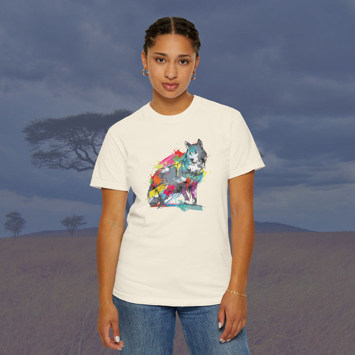 Color Splash Wolf Art Unisex Garment-Dyed T-Shirt