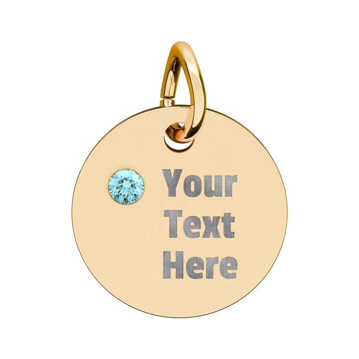 Engraved birthstone circle charm accessory by Printify, showcasing a delicate design with a colorful birthstone.