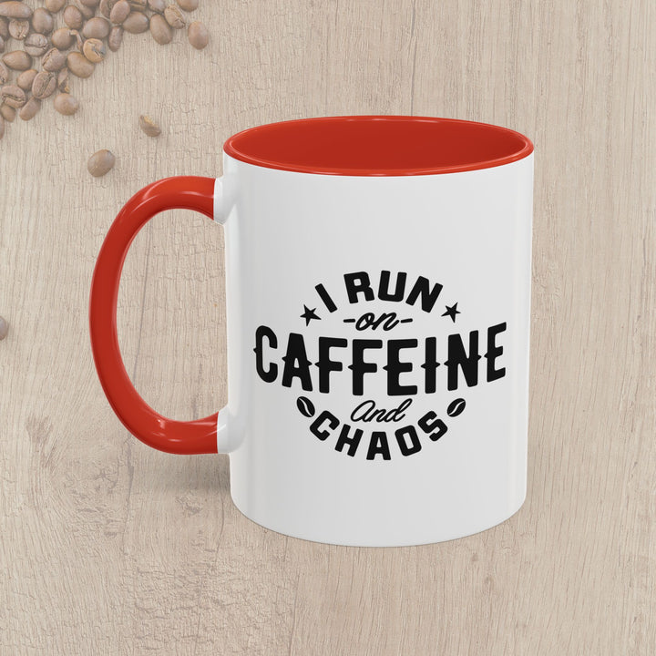 I Run on Caffeine and Chaos Accent Coffee Mug