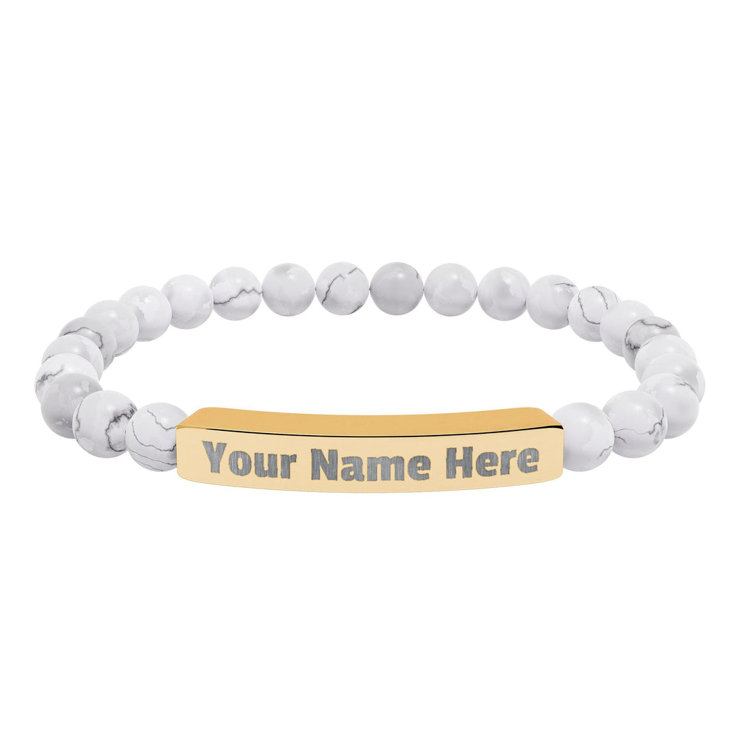 Engraved Natural Stone Stretch Bar Bracelet - Swag Stash