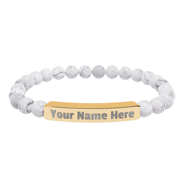 Engraved Natural Stone Stretch Bar Bracelet - Swag Stash