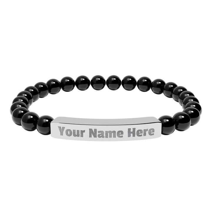 Engraved Natural Stone Stretch Bar Bracelet - Swag Stash