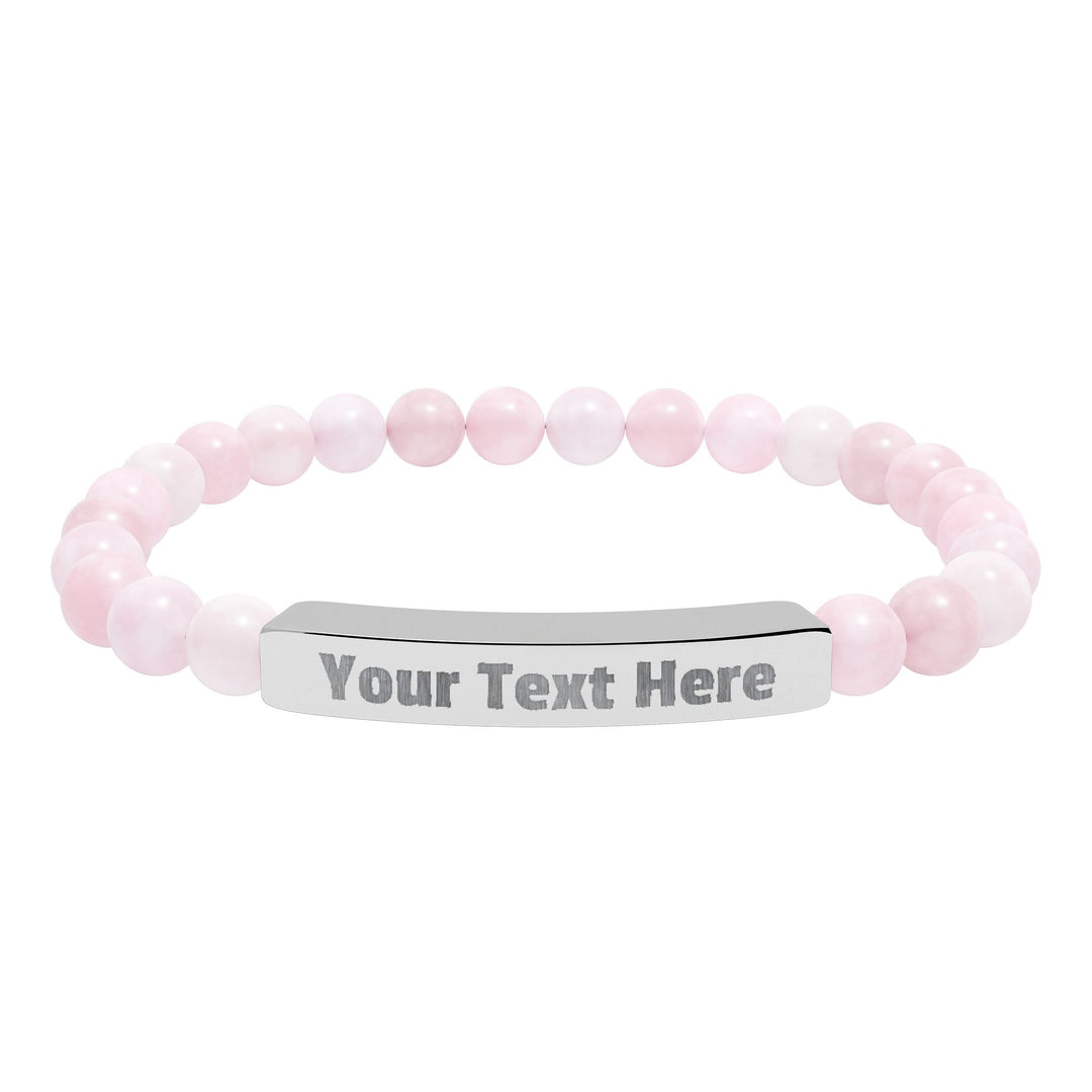 Engraved natural stone stretch bar bracelet by Printify, featuring a stylish design and earthy tones.