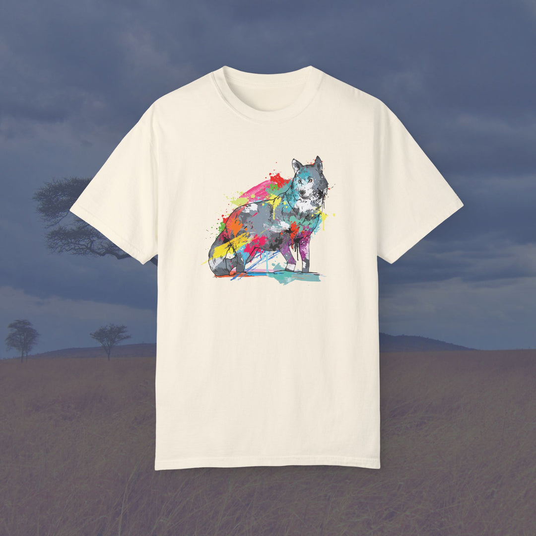 Color Splash Wolf Art Unisex Garment-Dyed T-Shirt