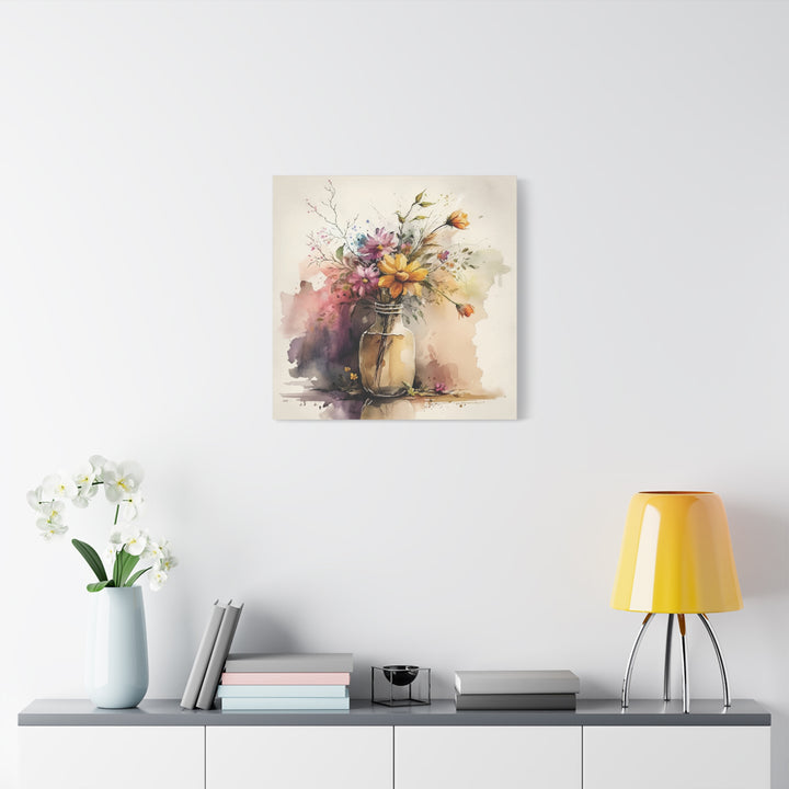 Watercolor Flower Vase Canvas Wall Art - Swag Stash