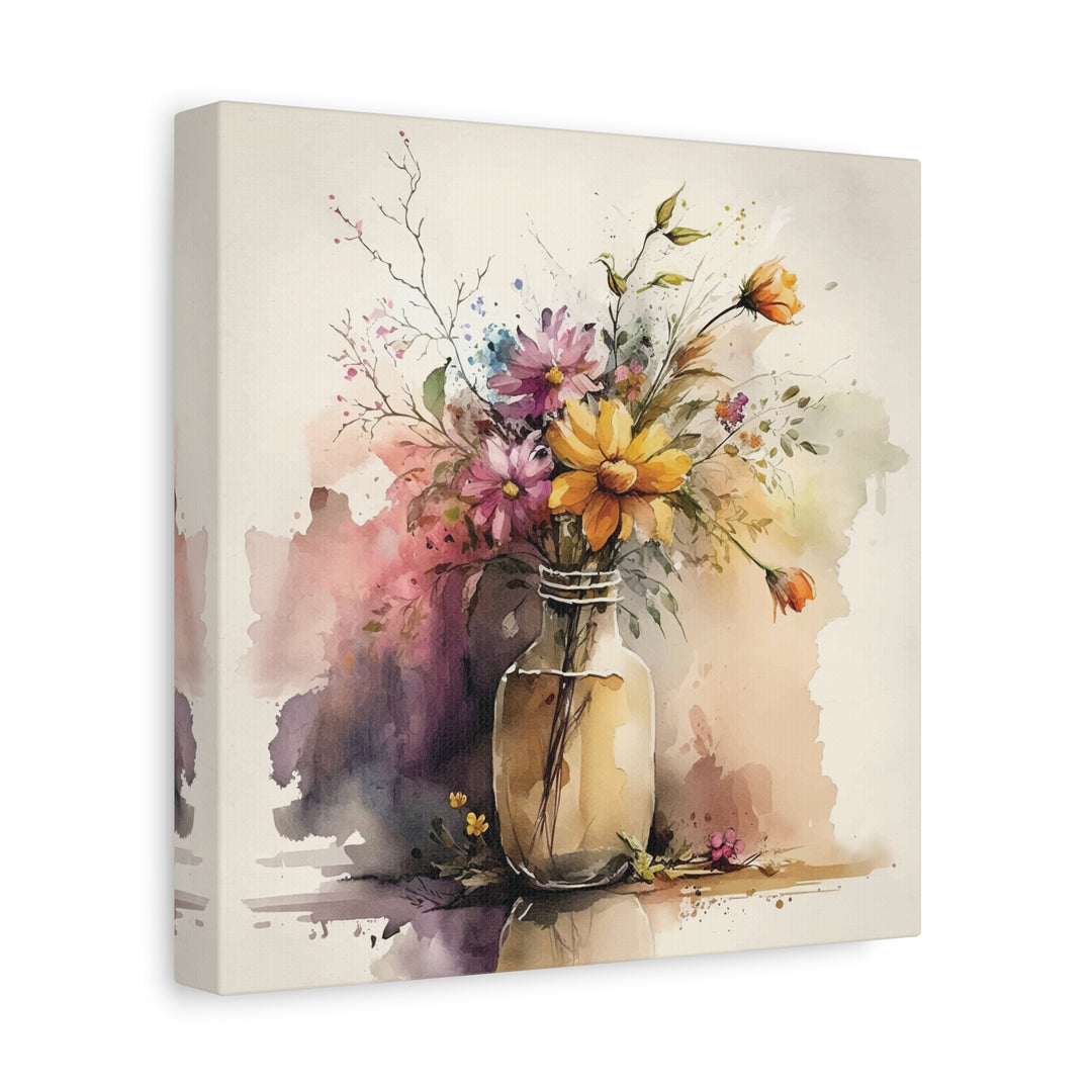 Watercolor Flower Vase Canvas Wall Art - Swag Stash