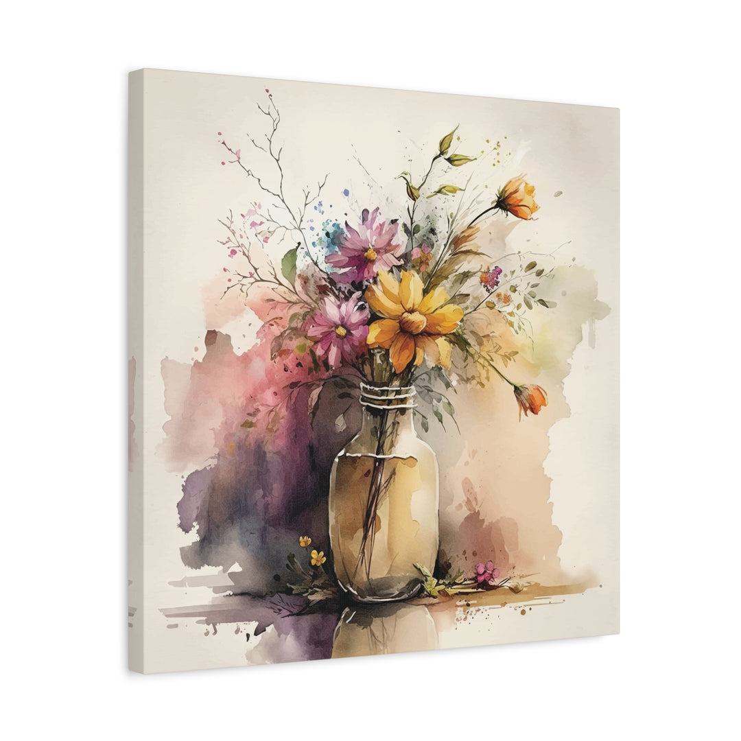 Watercolor Flower Vase Canvas Wall Art - Swag Stash