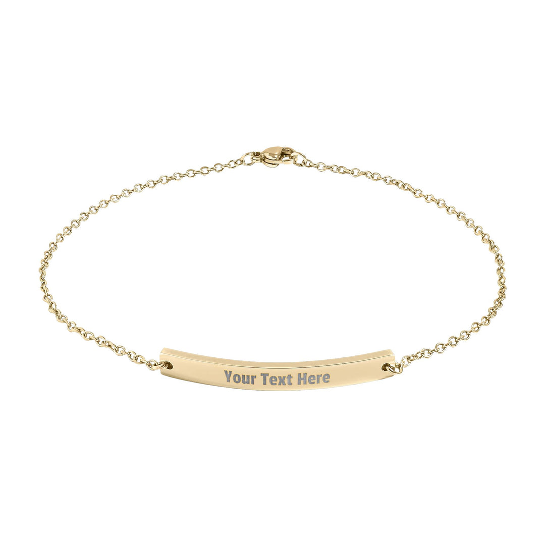 Engraved curved bar anklet by Printify, showcasing delicate design and adjustable chain for a stylish accessory look.