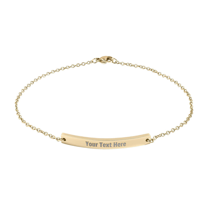 Engraved curved bar anklet by Printify, showcasing delicate design and adjustable chain for a stylish accessory look.