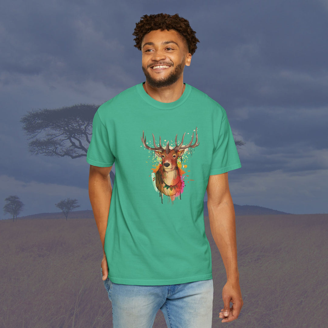 Majestic Elk Art Unisex Garment-Dyed T-Shirt