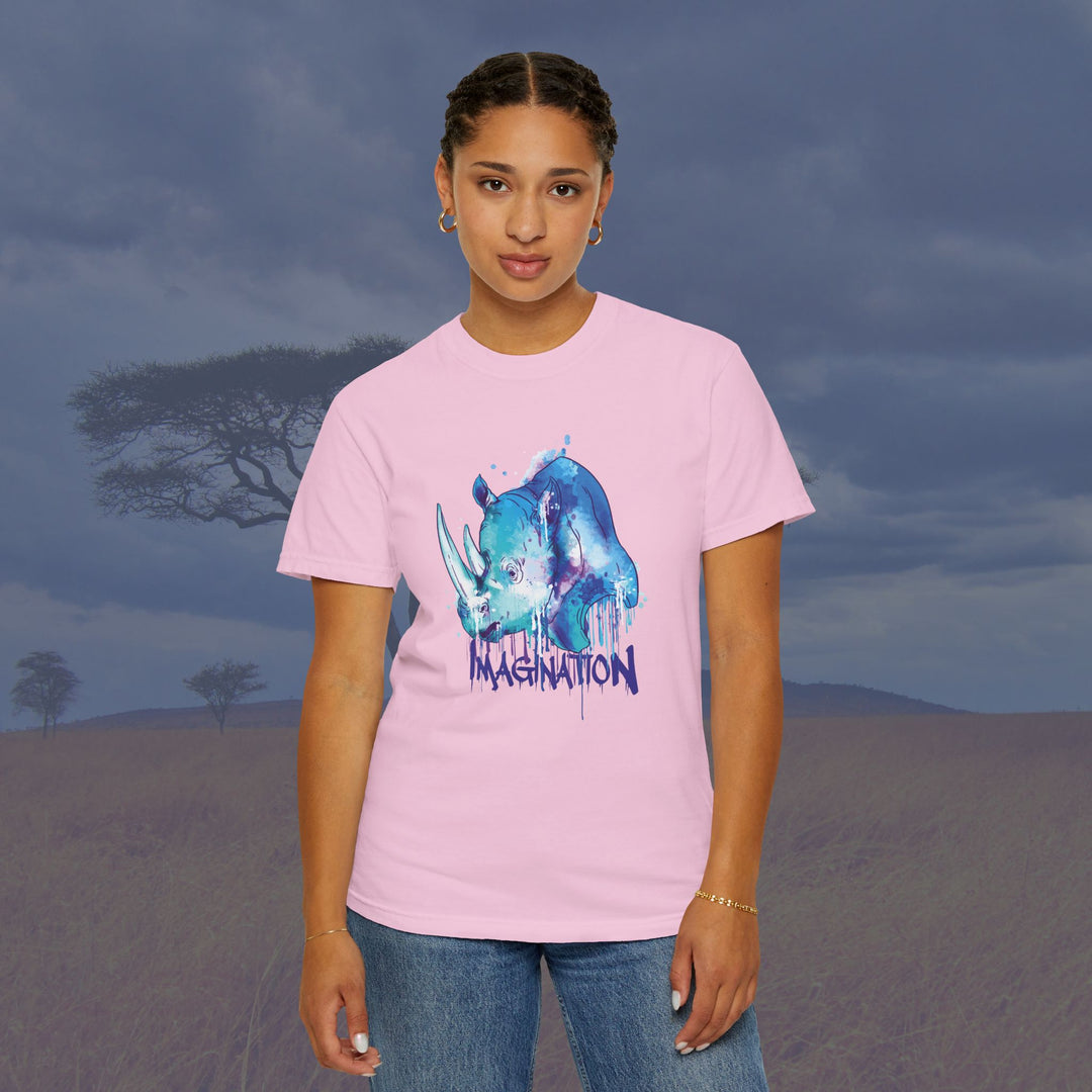 Vibrant Rhino Imagination Unisex Garment-Dyed T-Shirt