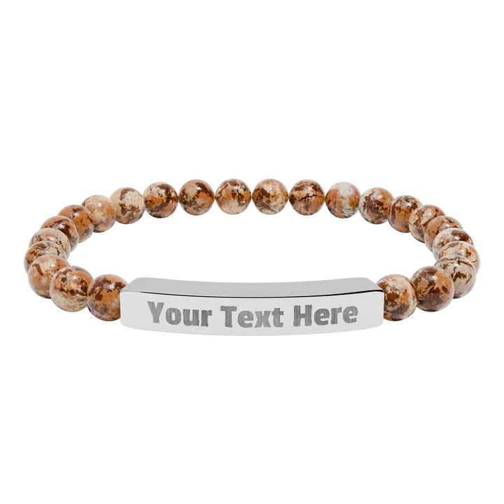 Engraved natural stone stretch bar bracelet by Printify, showcasing smooth stones and a flexible design.