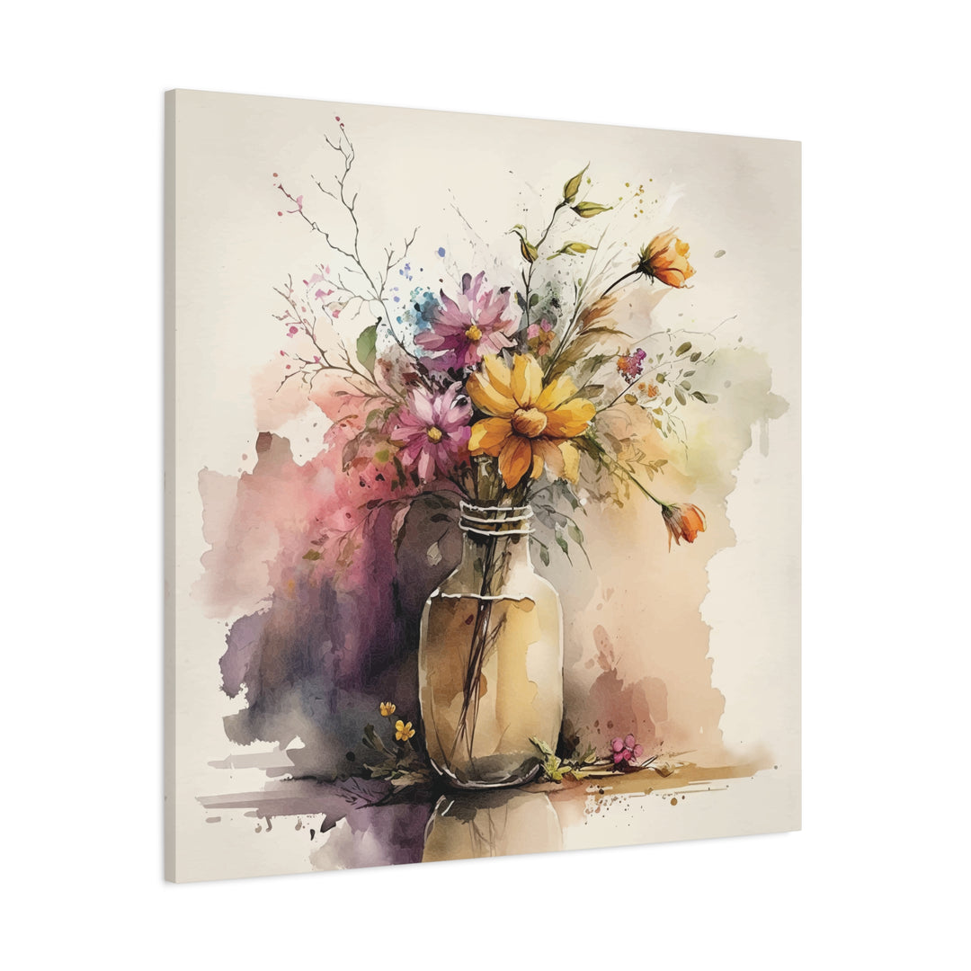 Watercolor Flower Vase Canvas Wall Art - Swag Stash