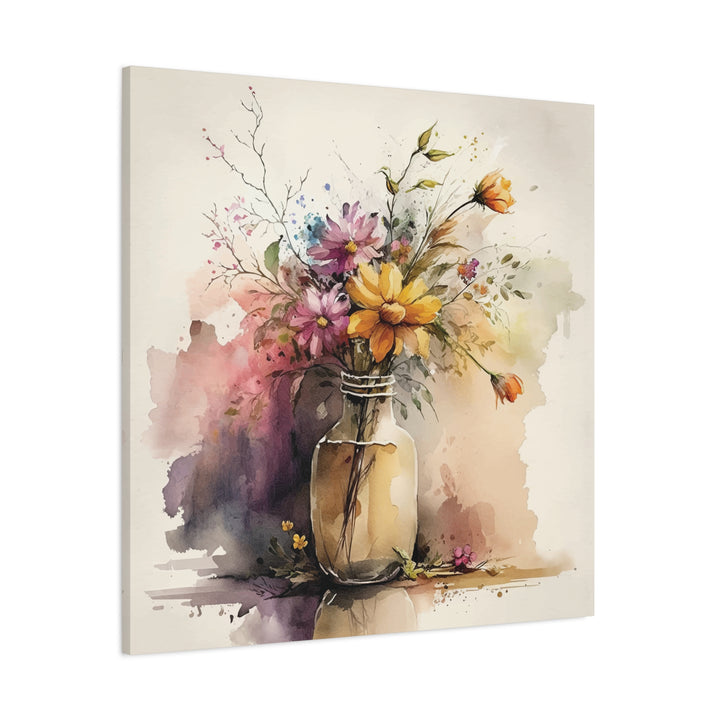 Watercolor Flower Vase Canvas Wall Art - Swag Stash