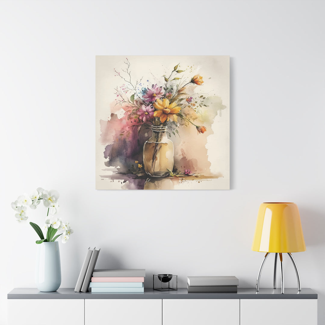 Watercolor Flower Vase Canvas Wall Art - Swag Stash