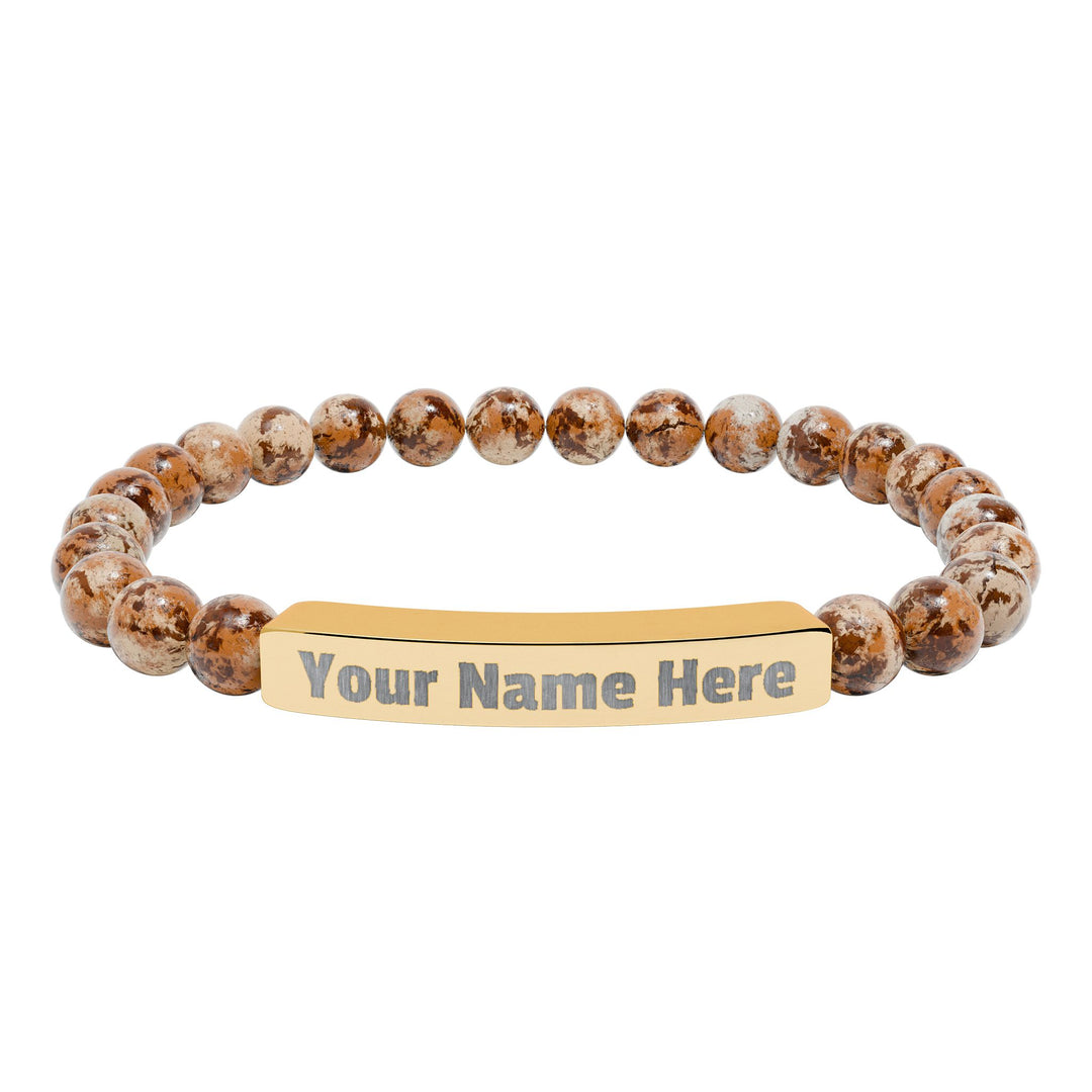 Engraved Natural Stone Stretch Bar Bracelet - Swag Stash
