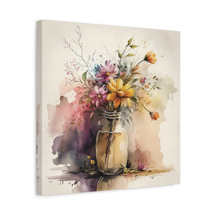 Watercolor Flower Vase Canvas Wall Art - Swag Stash