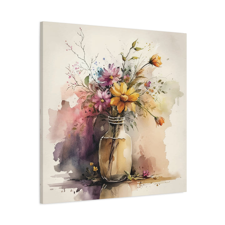 Watercolor Flower Vase Canvas Wall Art - Swag Stash