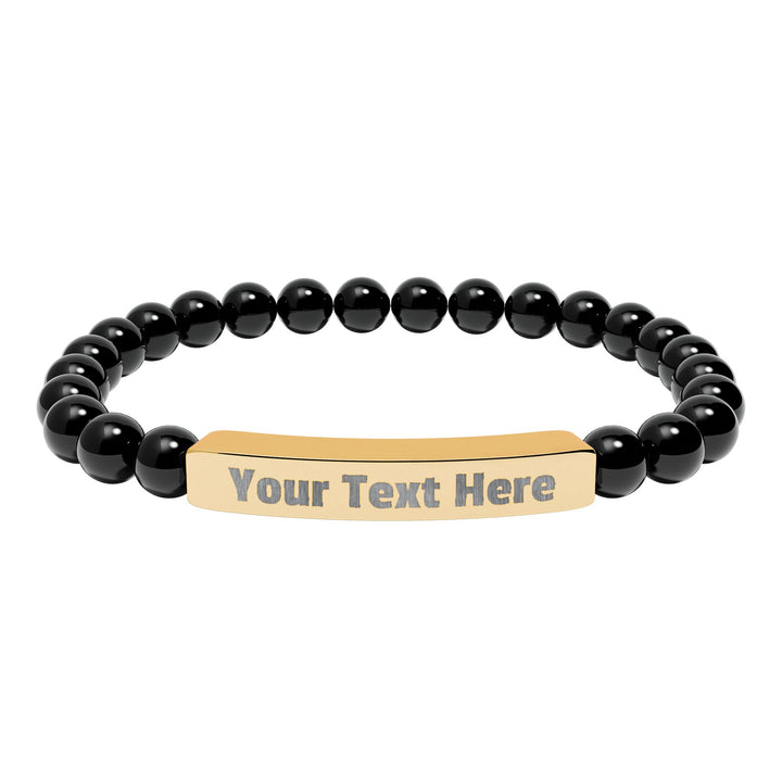 Engraved natural stone stretch bar bracelet by Printify, featuring smooth stones and a simple, elegant design.