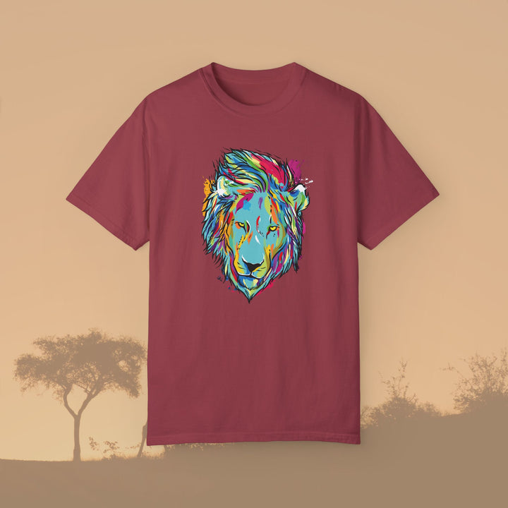 Multicolor Lion Head Art Unisex Garment-Dyed T-Shirt