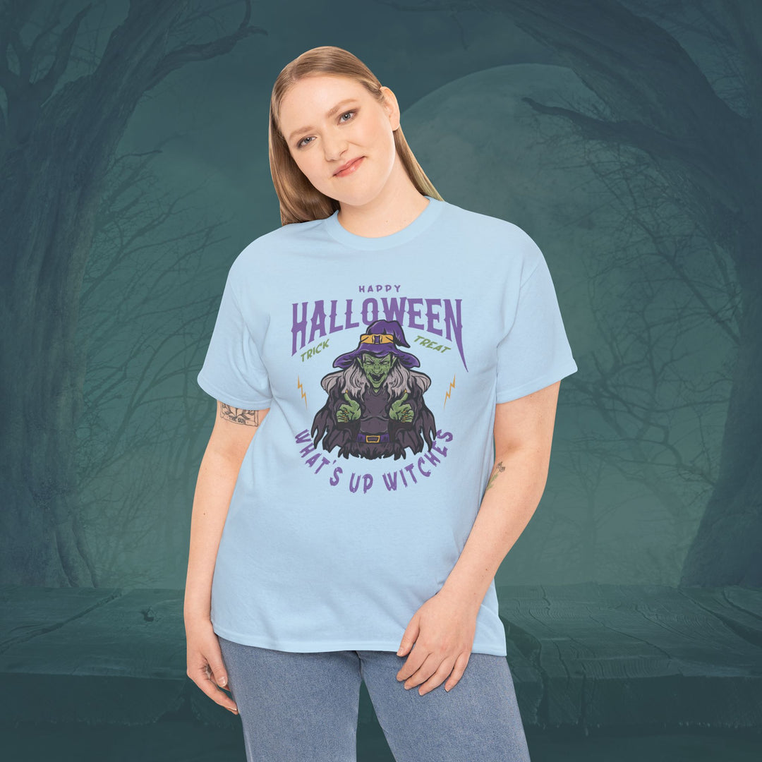 What's Up Witches Halloween Unisex Heavy Cotton Tee