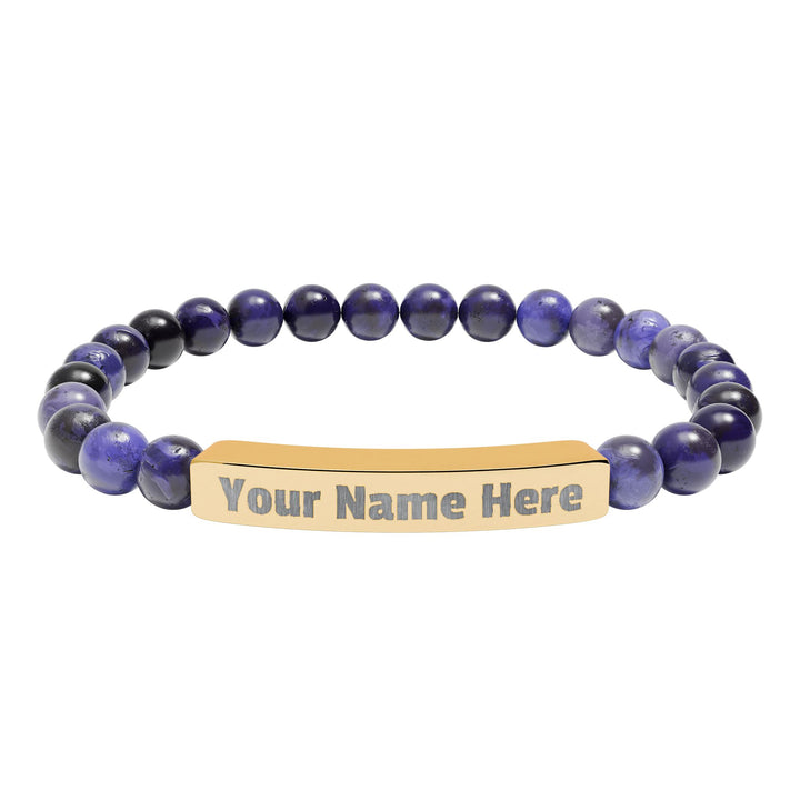 Engraved Natural Stone Stretch Bar Bracelet - Swag Stash