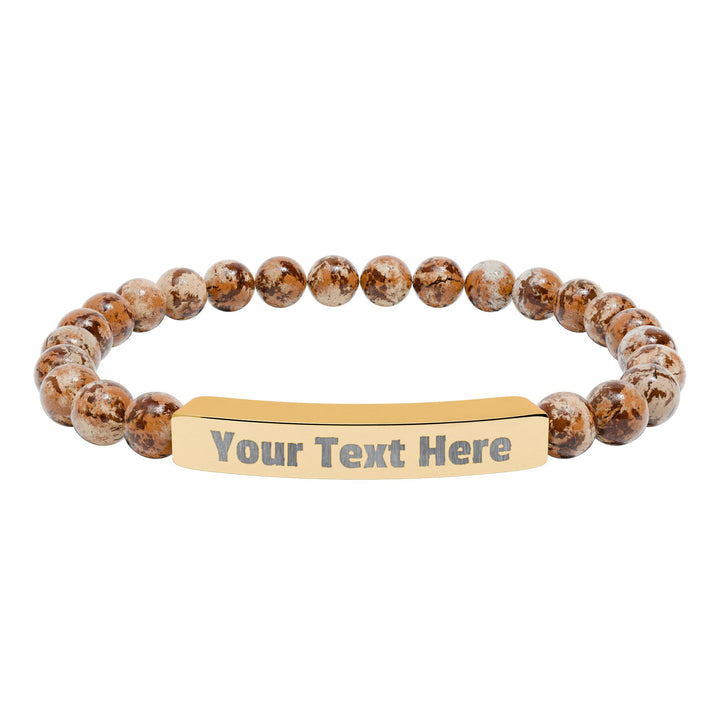 Engraved natural stone stretch bar bracelet by Printify, featuring smooth stones and a stylish elastic design.