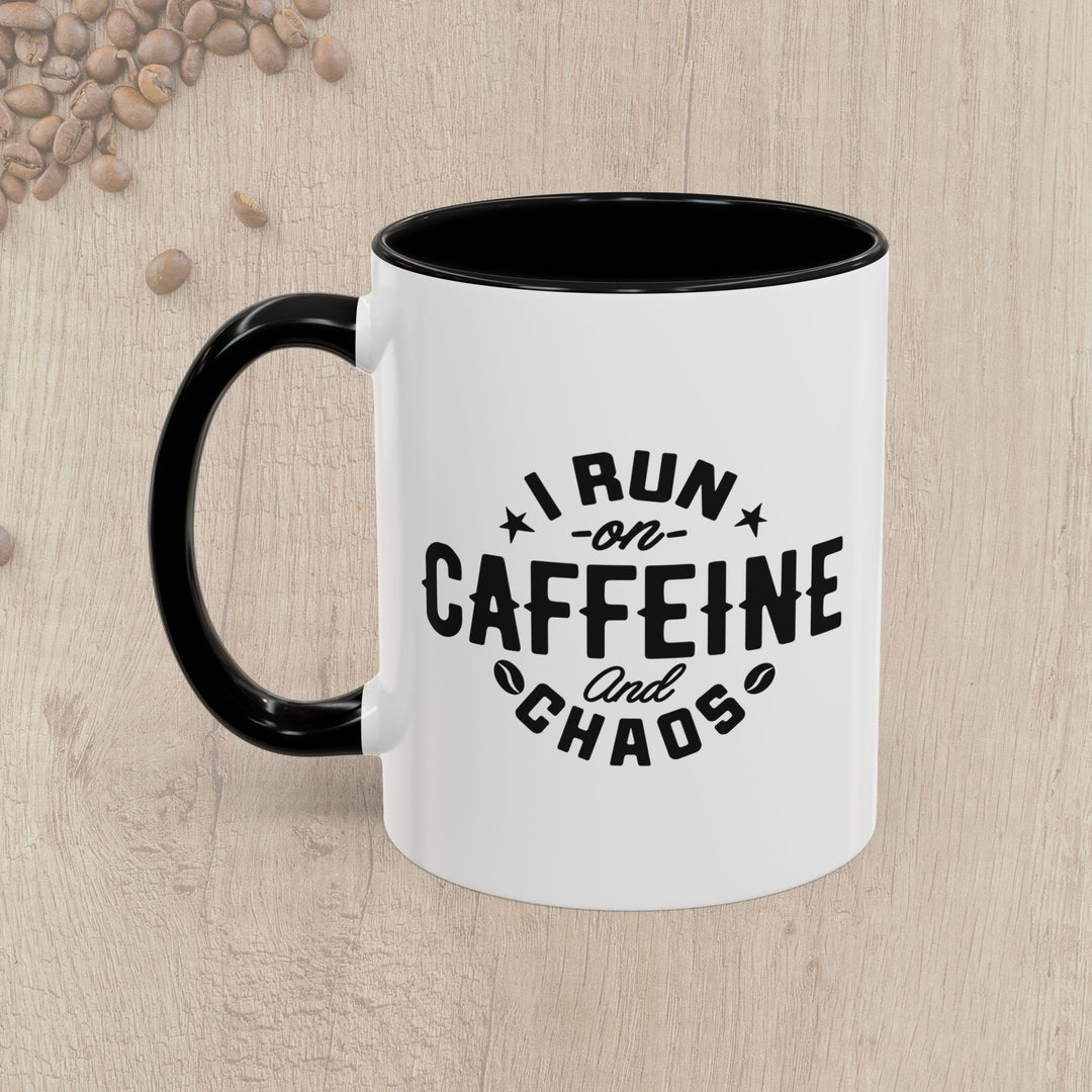 I Run on Caffeine and Chaos Accent Coffee Mug