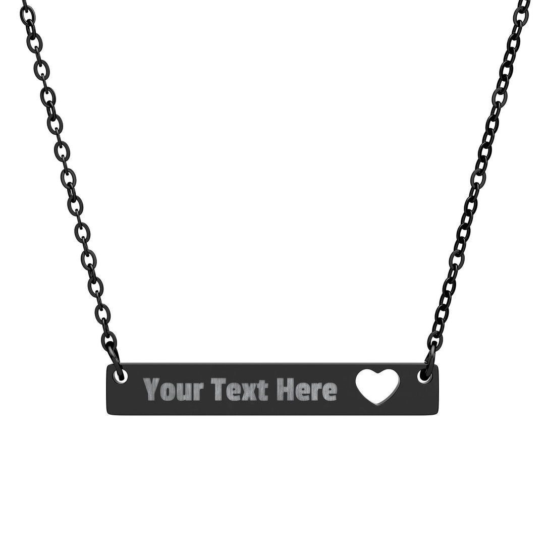 Silver engraved cutout heart bar necklace with delicate chain, stylish accessory from Printify.