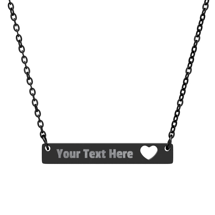 Silver engraved cutout heart bar necklace with delicate chain, stylish accessory from Printify.