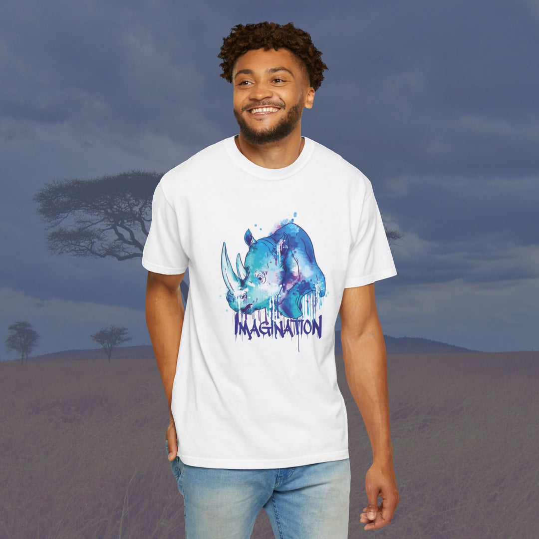 Vibrant Rhino Imagination Unisex Garment-Dyed T-Shirt