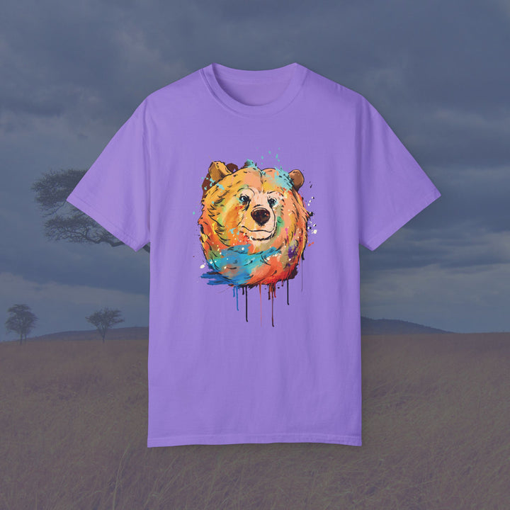 Colorful Bear Splash Art Unisex Garment-Dyed T-Shirt