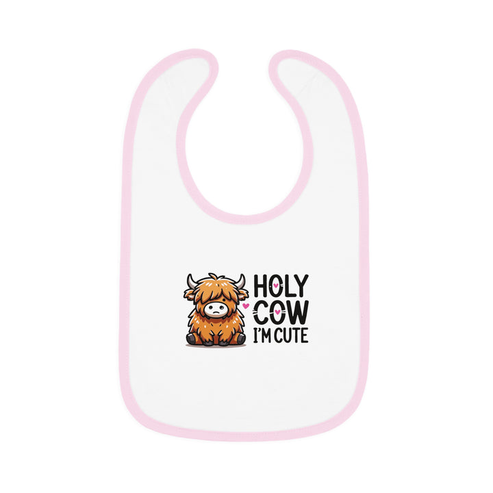 Holy Cow I'm Cute Baby Bib with Contrast Trim