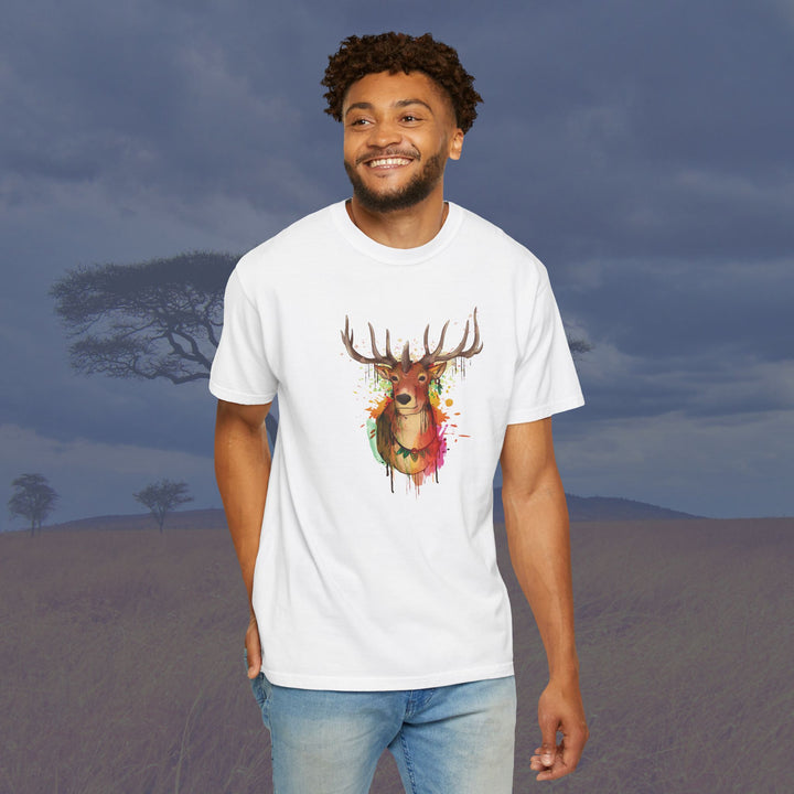 Majestic Elk Art Unisex Garment-Dyed T-Shirt