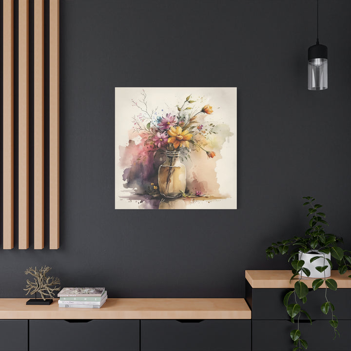 Watercolor Flower Vase Canvas Wall Art - Swag Stash