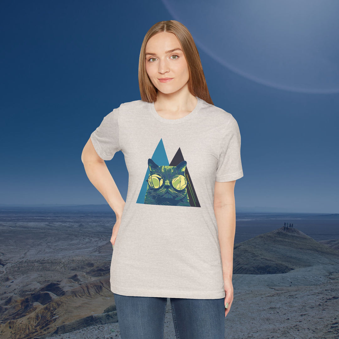 Cool Cat with Glasses Unisex Jersey Short Sleeve Tee