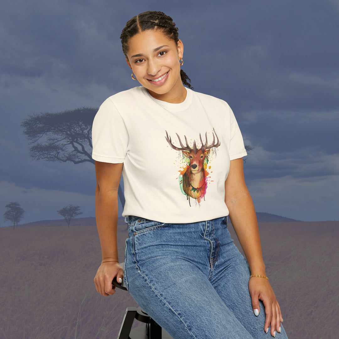 Majestic Elk Art Unisex Garment-Dyed T-Shirt