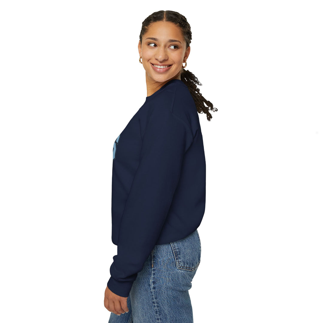 Always Cold Varsity Graphic Sweatshirt by Printify featuring a bold graphic design on a cozy, casual fit.