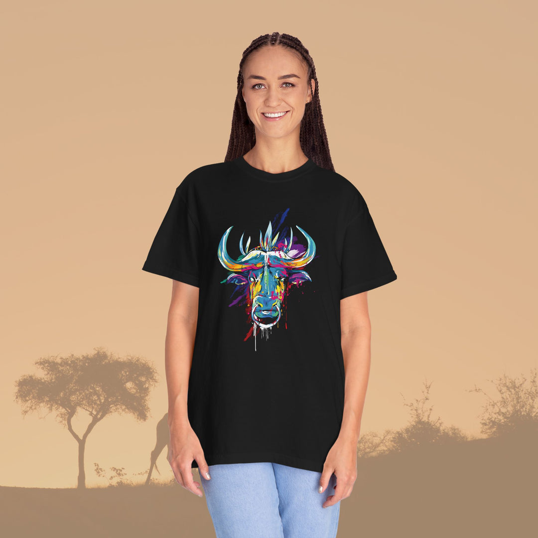 Vibrant Ox Splash Art Unisex Garment-Dyed T-Shirt