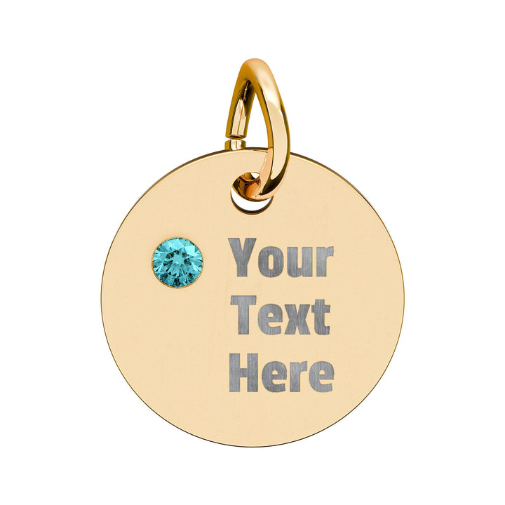 Engraved birthstone circle charm accessory by Printify, showcasing a personalized design with vibrant birthstone detail.