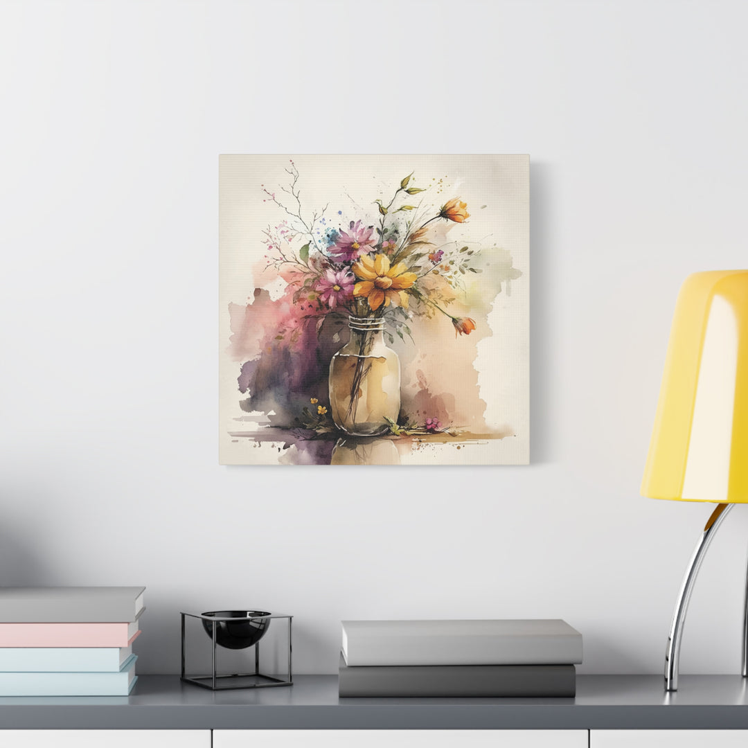 Watercolor Flower Vase Canvas Wall Art - Swag Stash