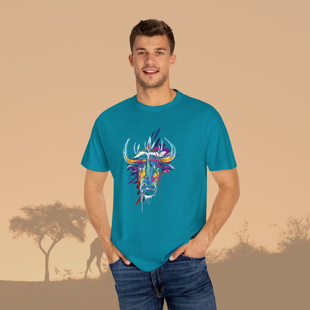 Vibrant Ox Splash Art Unisex Garment-Dyed T-Shirt