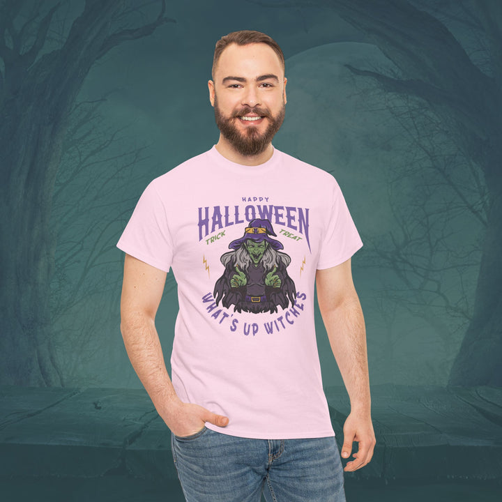 What's Up Witches Halloween Unisex Heavy Cotton Tee