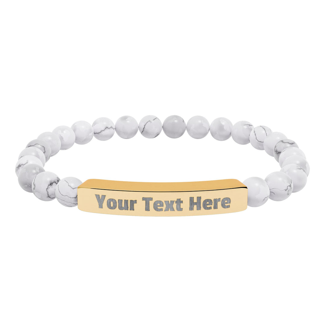 Engraved natural stone stretch bar bracelet by Printify, featuring earthy stones and a stylish, adjustable design.