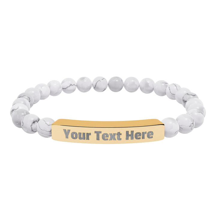 Engraved natural stone stretch bar bracelet by Printify, featuring earthy stones and a stylish, adjustable design.