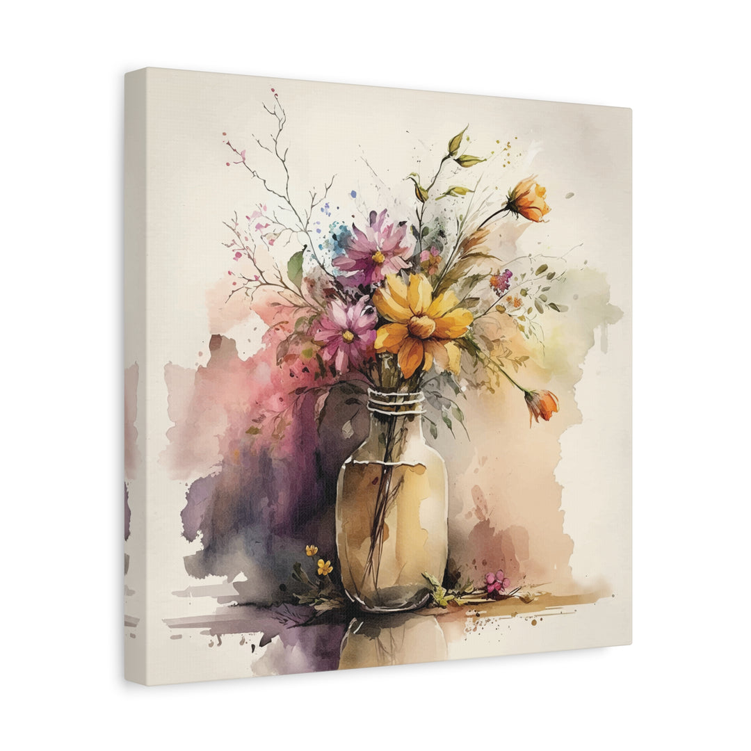 Watercolor Flower Vase Canvas Wall Art - Swag Stash
