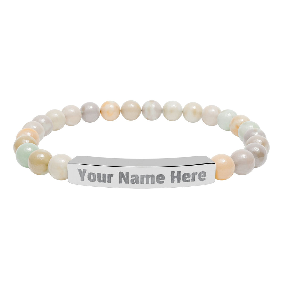 Engraved Natural Stone Stretch Bar Bracelet - Swag Stash