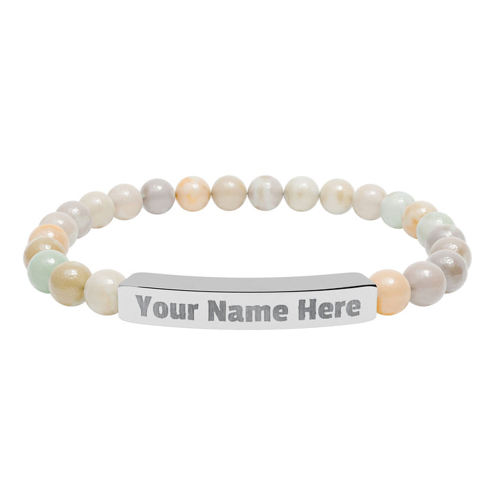 Engraved Natural Stone Stretch Bar Bracelet - Swag Stash